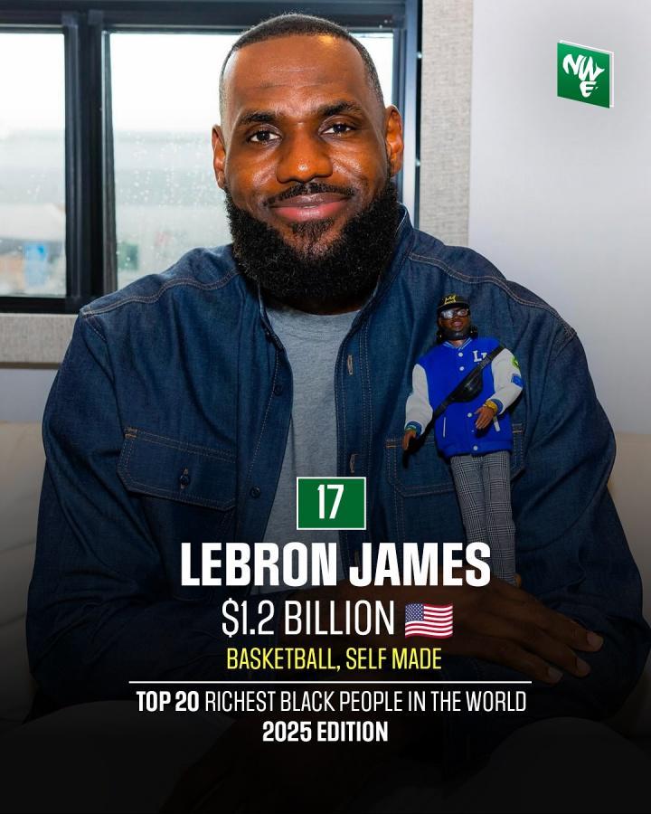 全球最富黑人榜：乔丹38亿仅第六 詹姆斯12亿 蕾哈娜10亿